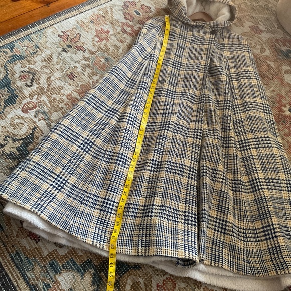 Vintage Wool Hooded Reversible Tartan Plaid Cape - Picture 5 of 12